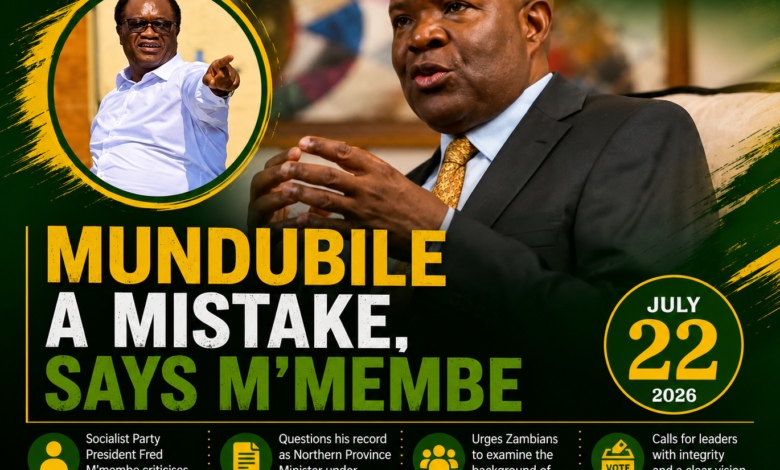 Fred M’membe Questions Brian Mundubile’s Leadership Record Ahead of Zambia Elections