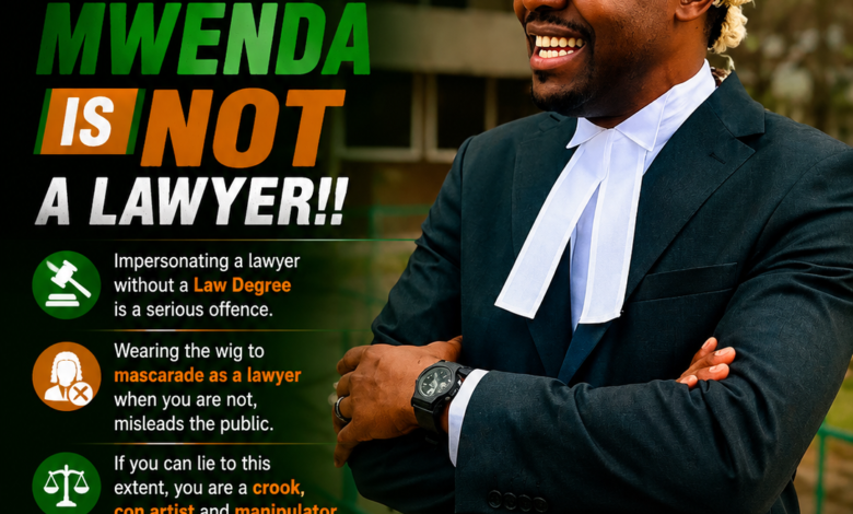 She alleged that Mwenda does not hold a law degree or legal qualifications and challenged him to publicly produce evidence of his legal credentials.