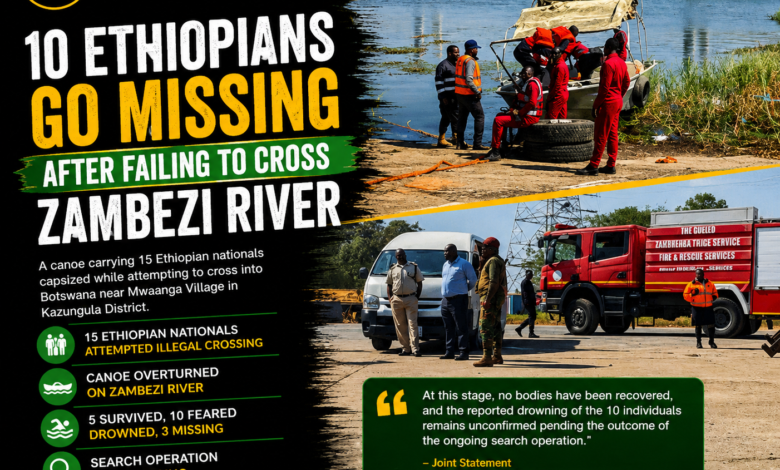 10 Ethiopians Feared Dead After Canoe Capsizes While Crossing Zambezi River