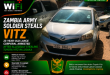 Zambia Army soldier steals Toyota Vitz