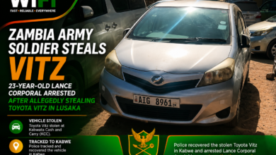 Zambia Army soldier steals Toyota Vitz