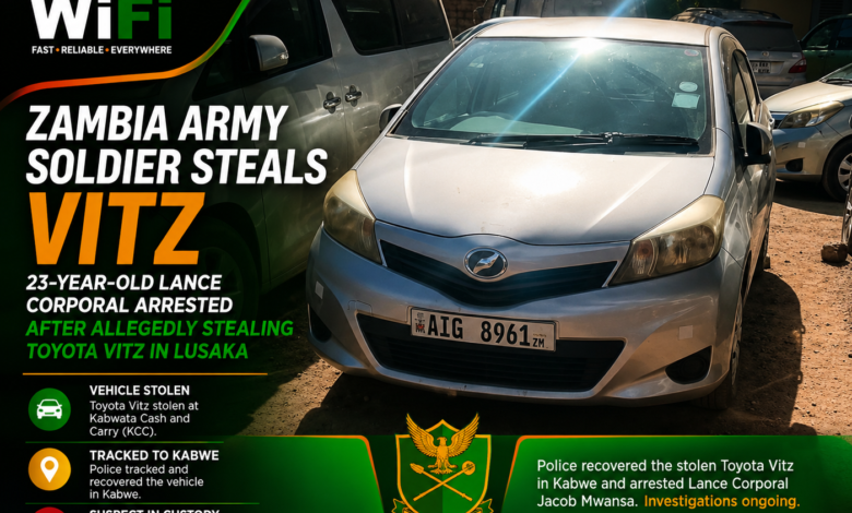 Zambia Army soldier steals Toyota Vitz